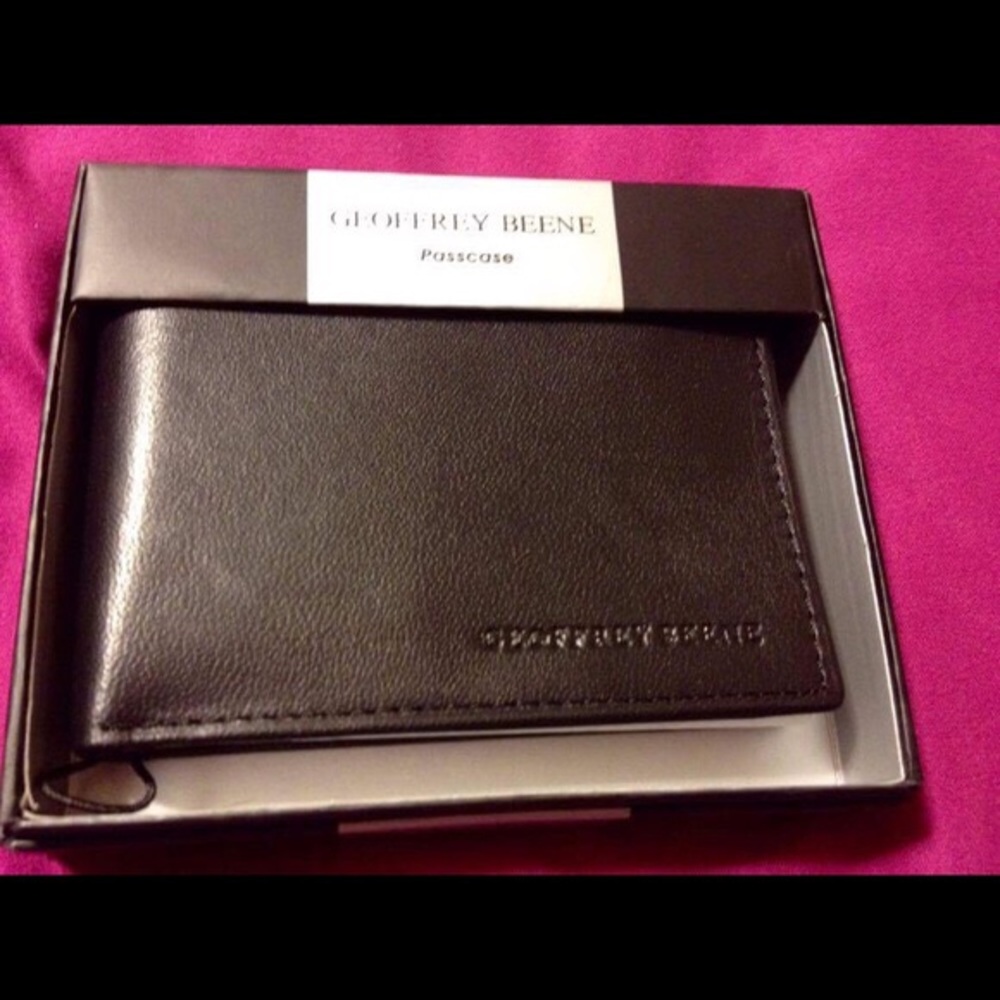 Geoffrey Beene Mens Black Leather Bifold Wallet